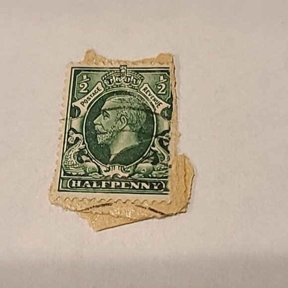UK King George V Halfpenny Stamp Green Postage Mail Vintage Vtg Great Britain - Picture 3 of 5